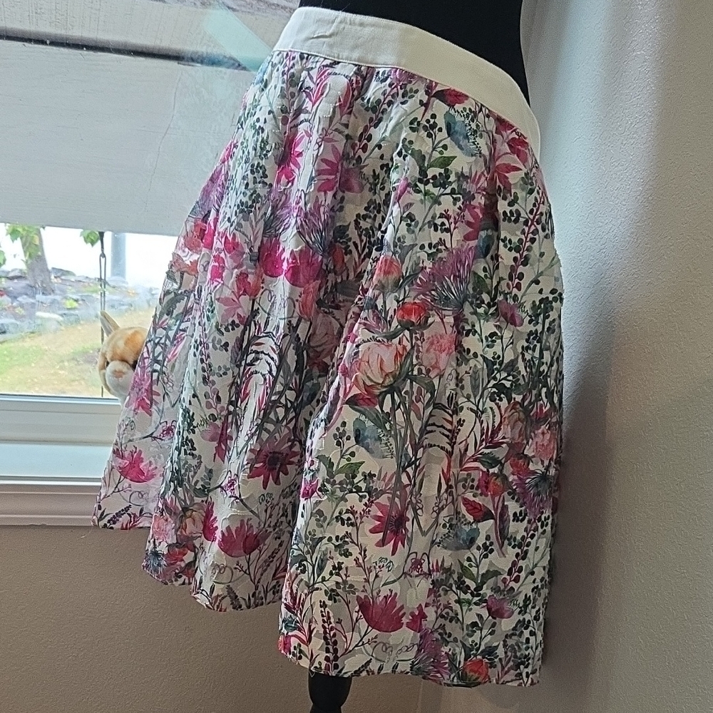 Ted Baker Pink and Green Floral A-Line Skirt